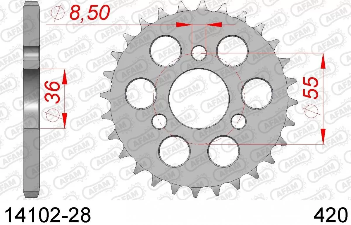 AFAM Sprocket Rear Steel 28T - 420