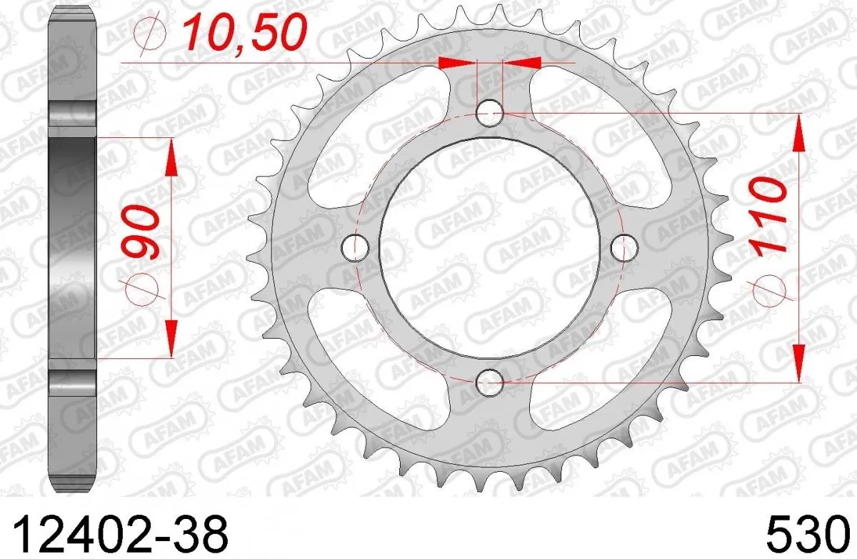 AFAM Sprocket Rear Steel 38T - 530