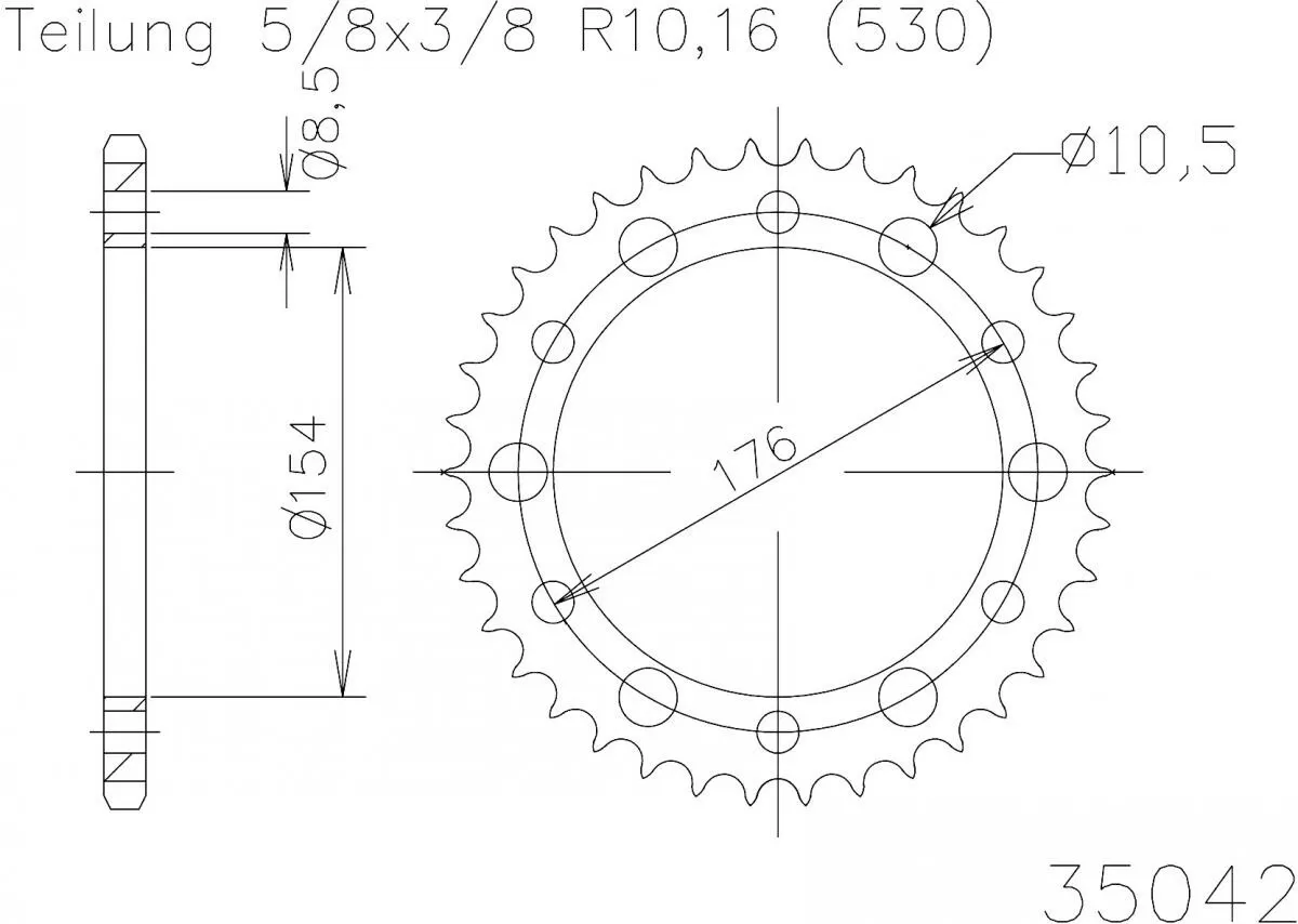 Esjot Sprocket Rear Steel 45T - 530