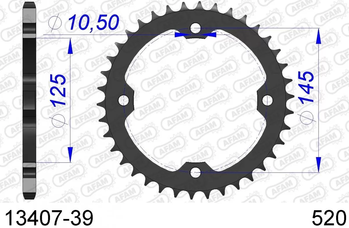 AFAM Sprocket Rear Aluminium 39T - 520