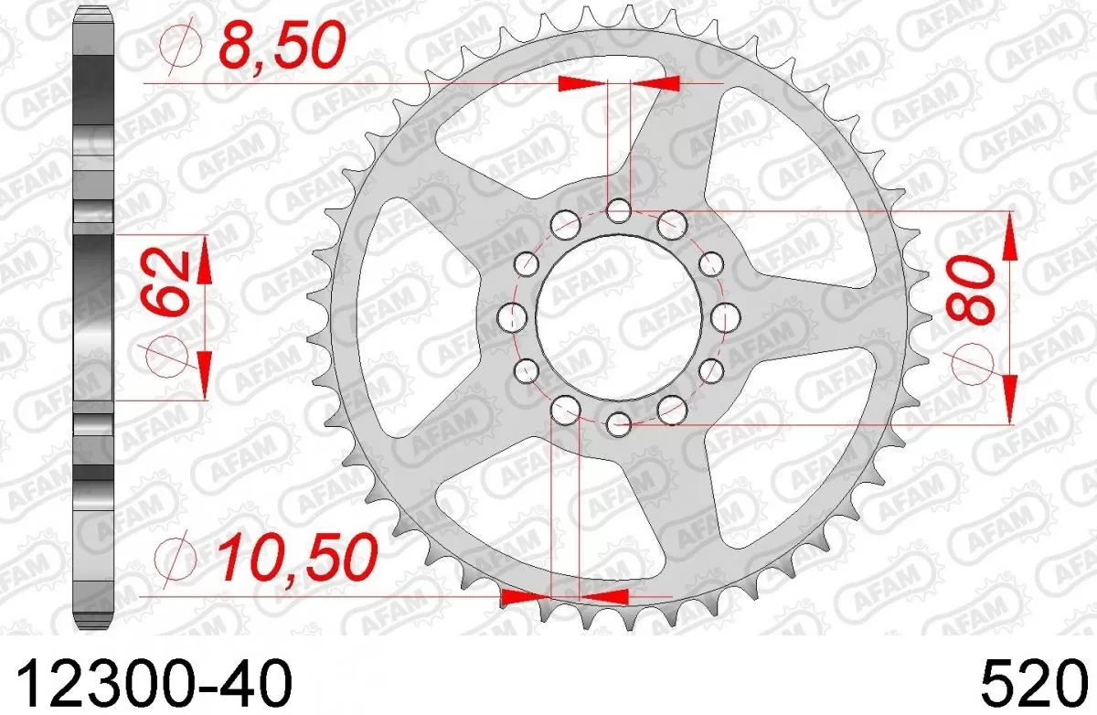 AFAM Sprocket Rear Steel 40T - 520