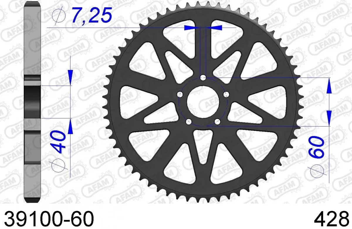 AFAM Sprocket Rear Aluminium 60T - 428