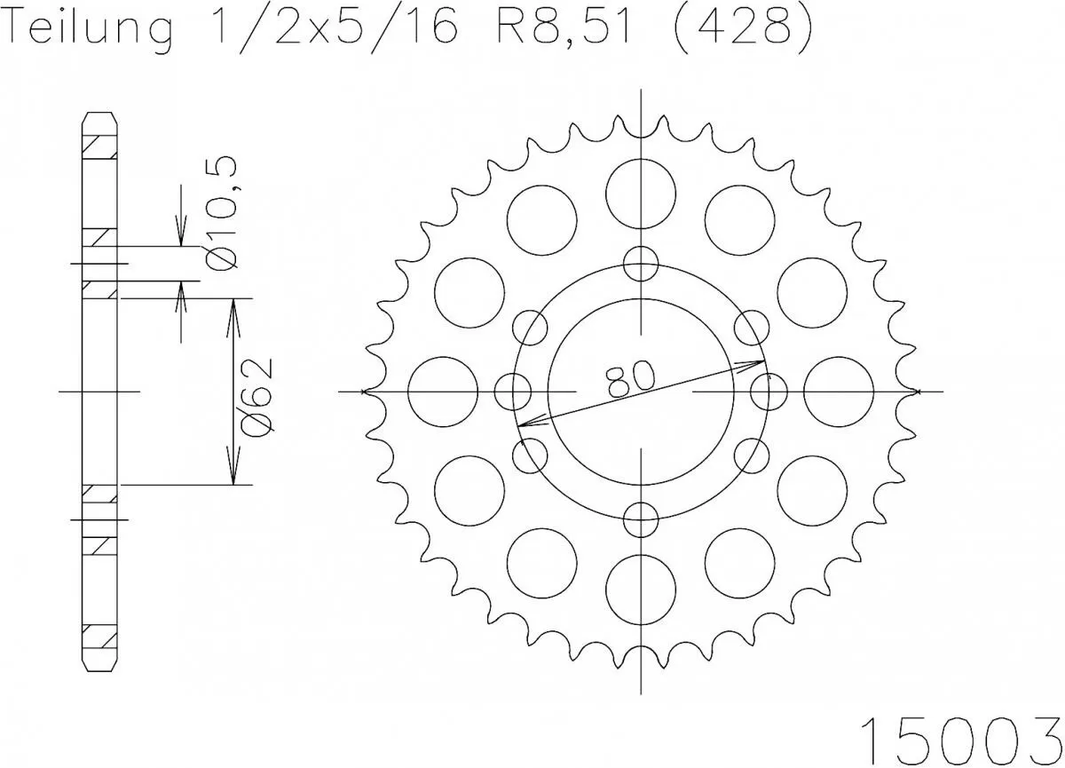 Esjot Sprocket Rear Steel 51T - 428