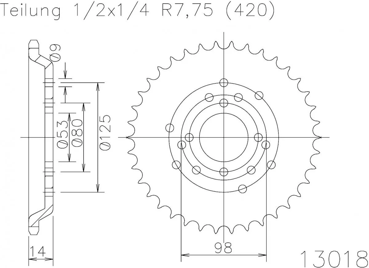 Esjot Sprocket Rear Steel 50T - 420