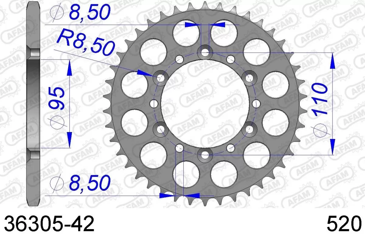 AFAM Sprocket Rear Aluminium 42T - 520