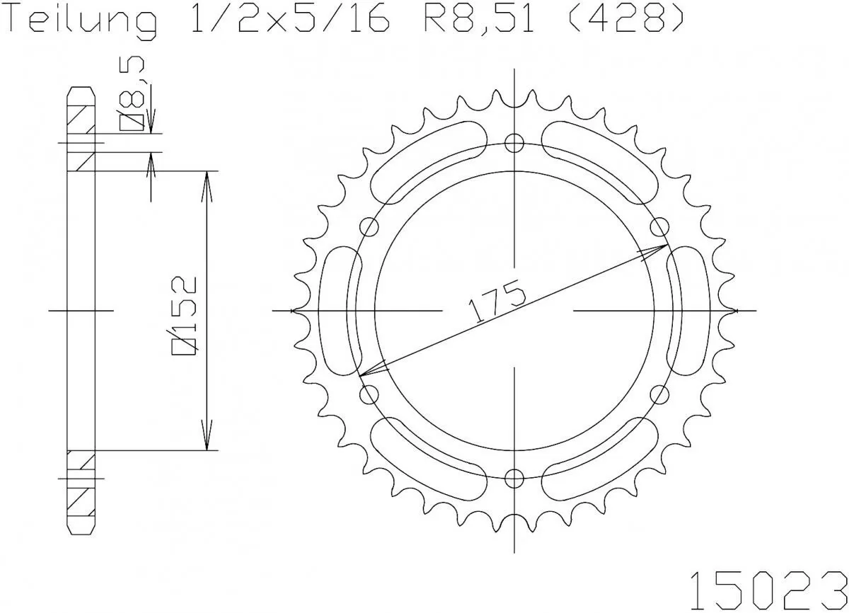 Esjot Sprocket Rear Steel 52T - 428