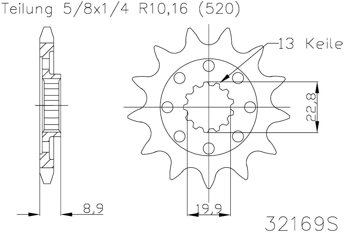 Esjot Sprocket Front LIGHT 13T - 520