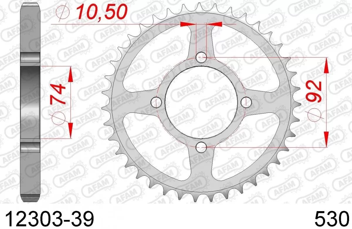 AFAM Sprocket Rear Steel 39T - 530