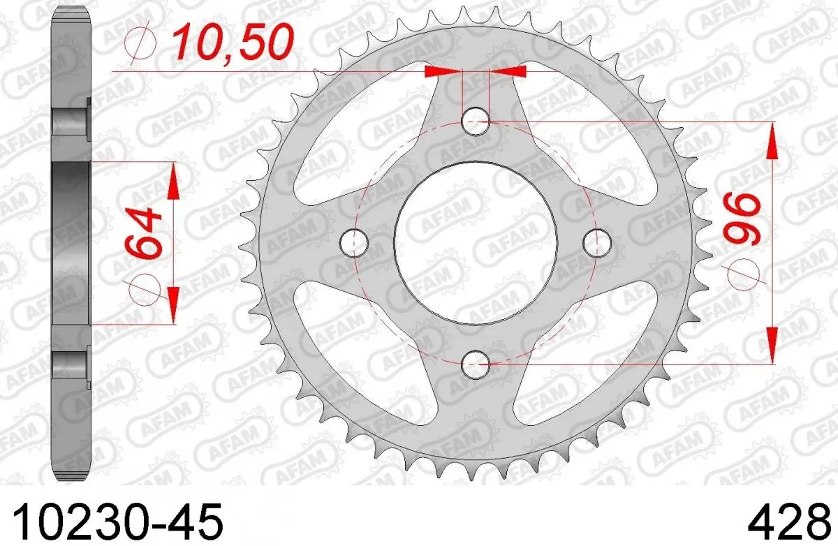 AFAM Sprocket Rear Steel 45T - 428