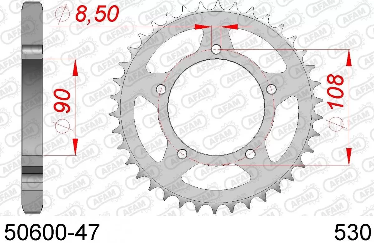AFAM Sprocket Rear Steel 47T - 530