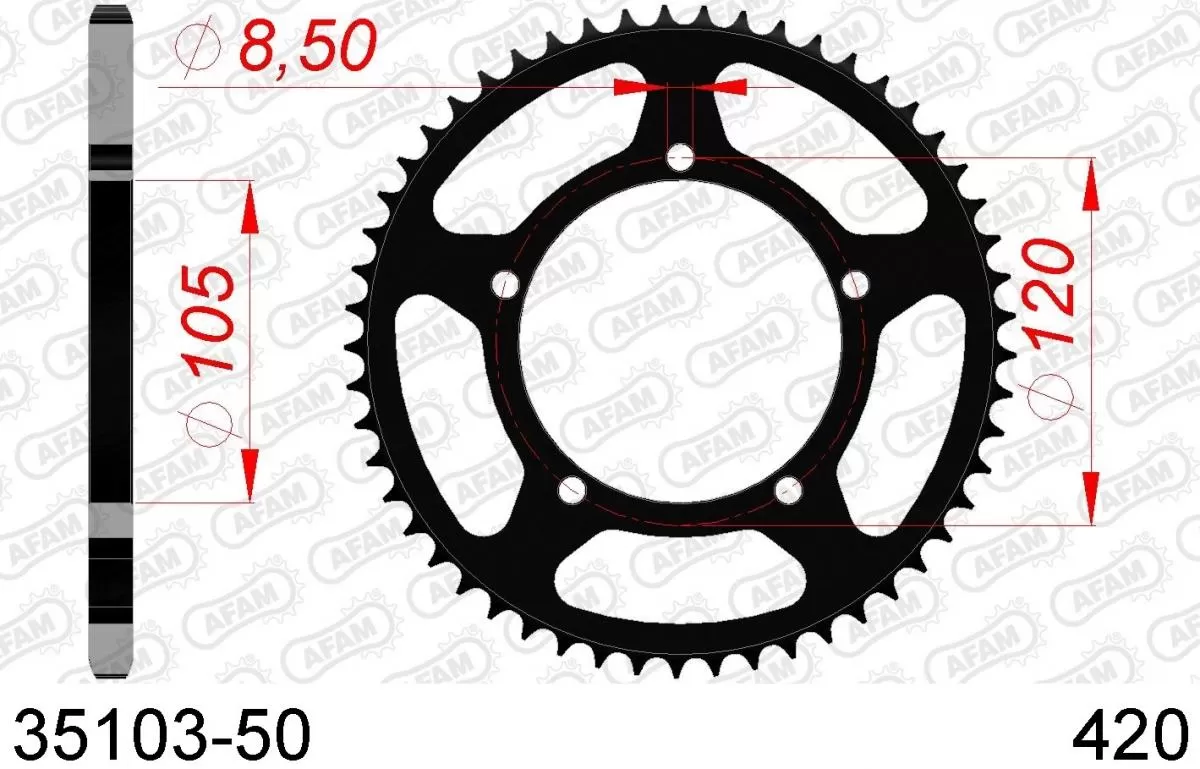AFAM Sprocket Rear Steel 50T - 420