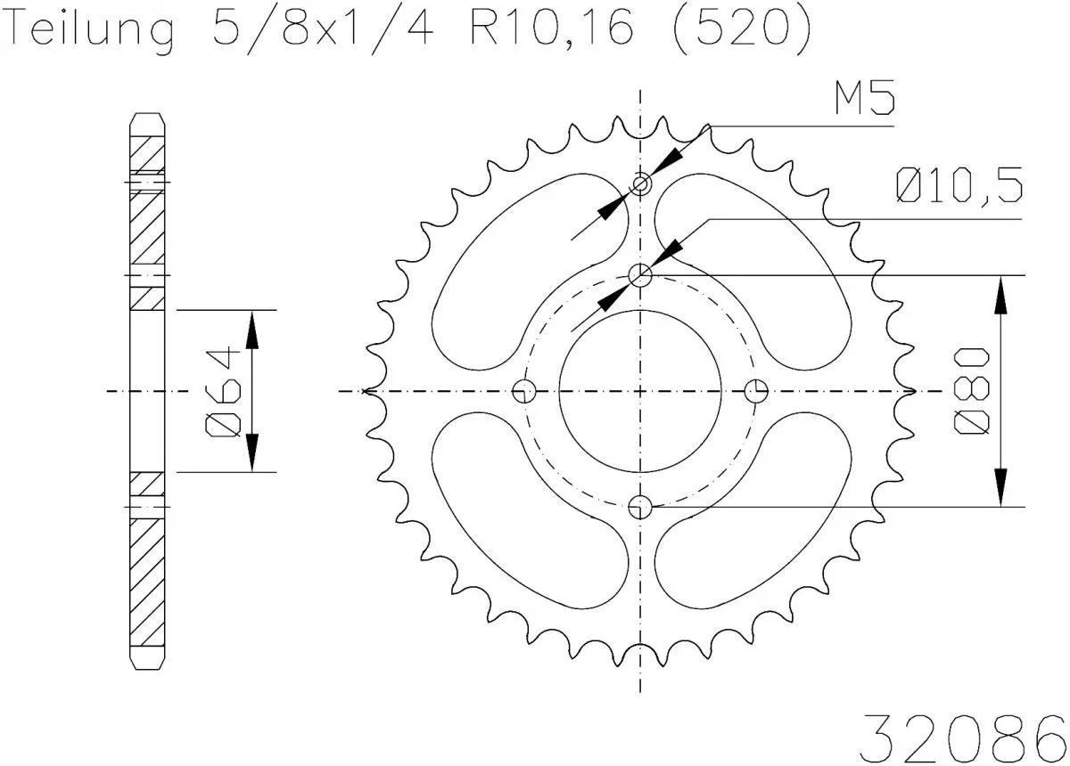 Esjot Sprocket Rear Steel 28T - 520