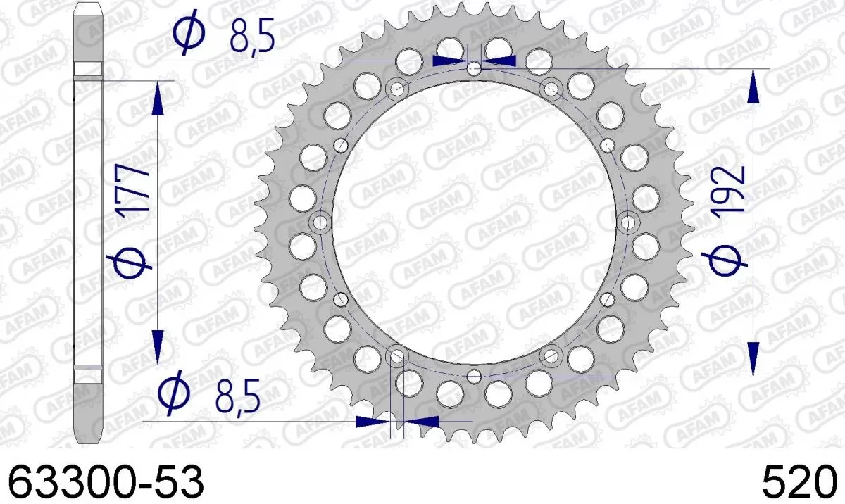 AFAM Sprocket Rear Aluminium 53T - 520