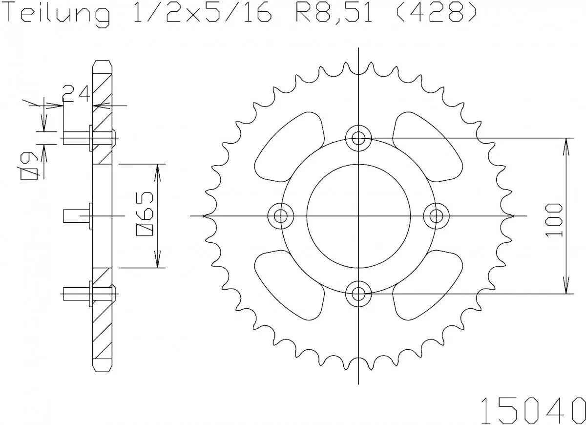 Esjot Sprocket Rear Steel 49T - 428