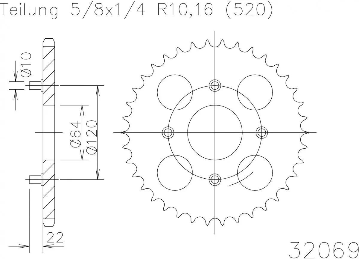 Esjot Sprocket Rear Steel 41T - 520