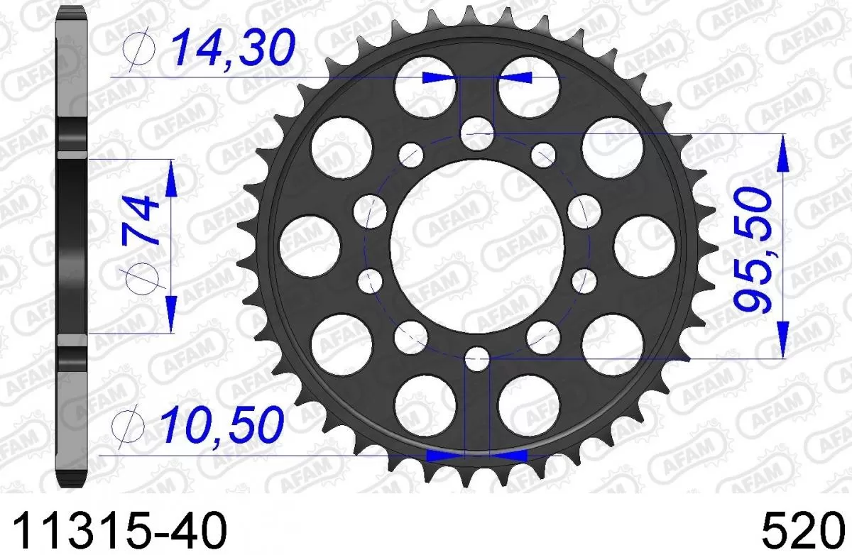 AFAM Sprocket Rear Aluminium 40T - 520