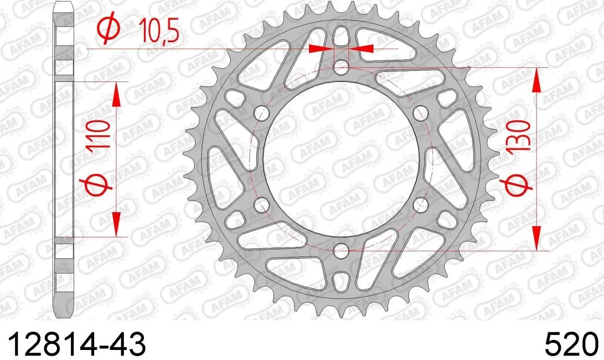 AFAM Sprocket Rear Steel 43T - 520