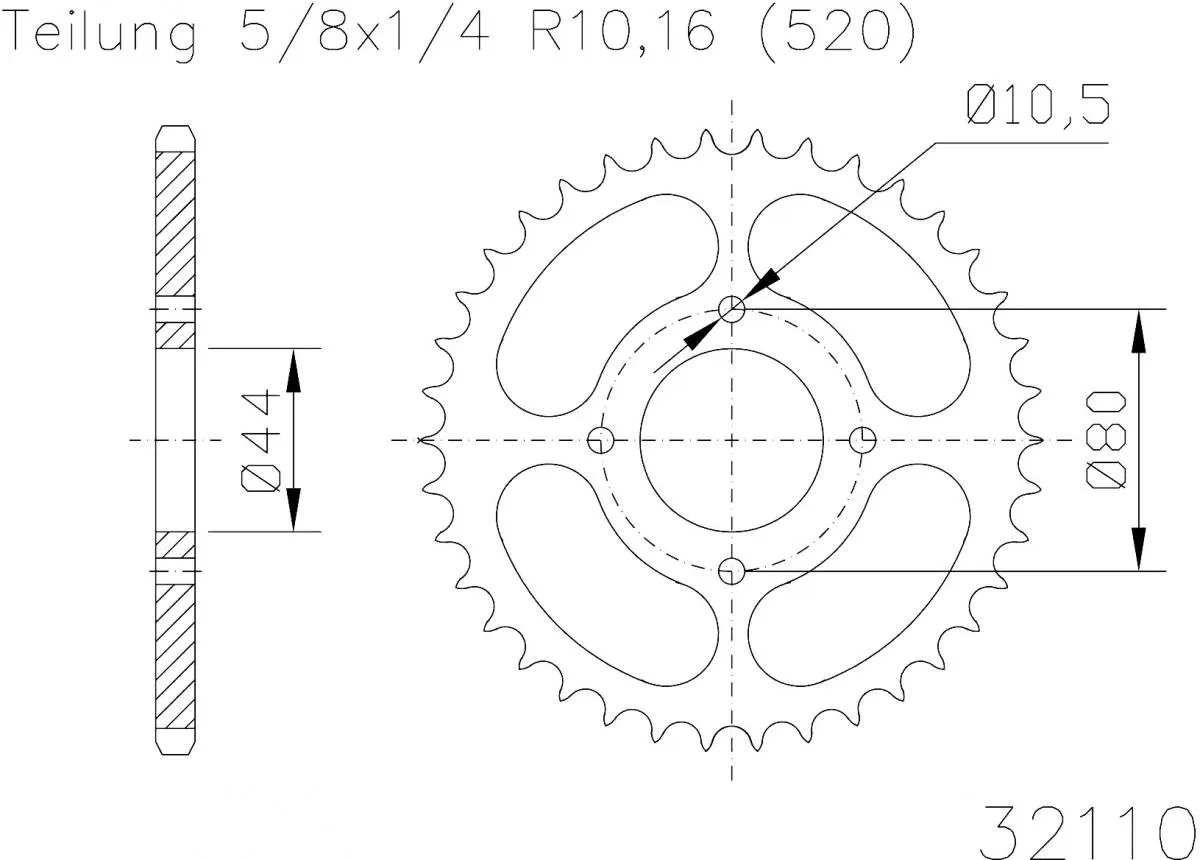 Esjot Sprocket Rear Steel 22T - 520