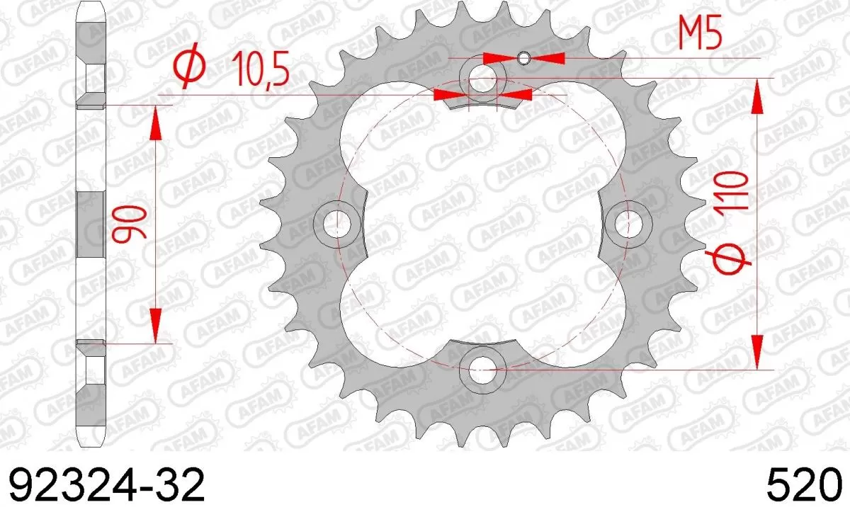 AFAM Sprocket Rear Steel 32T - 520