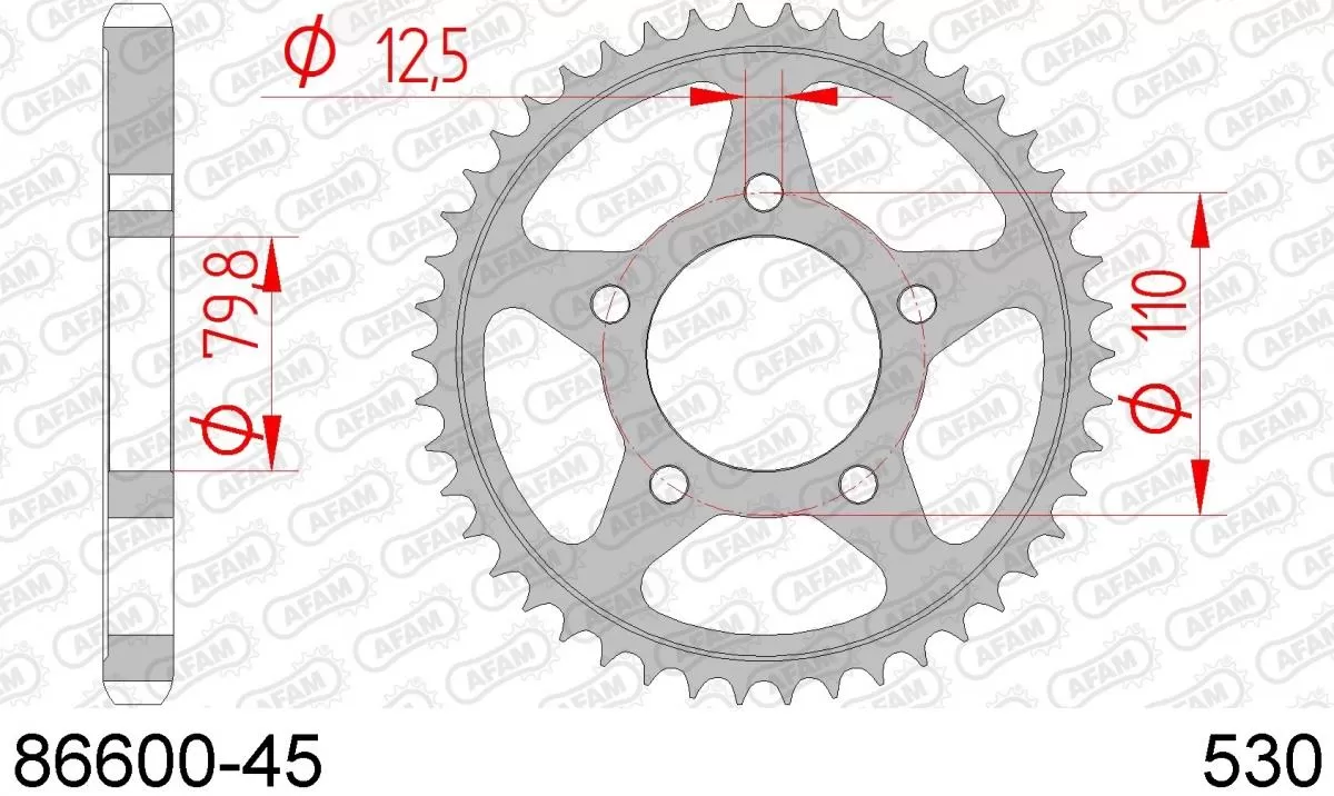AFAM Sprocket Rear Steel 45T - 530