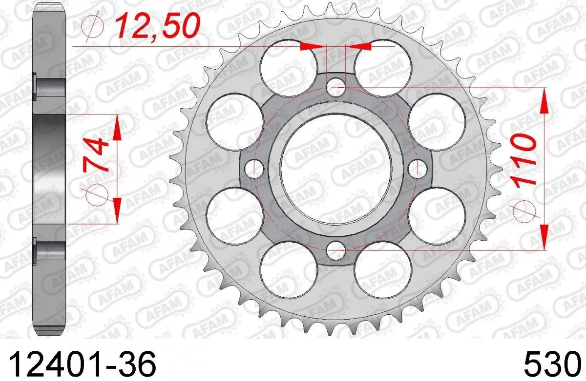 AFAM Sprocket Rear Steel 36T - 530