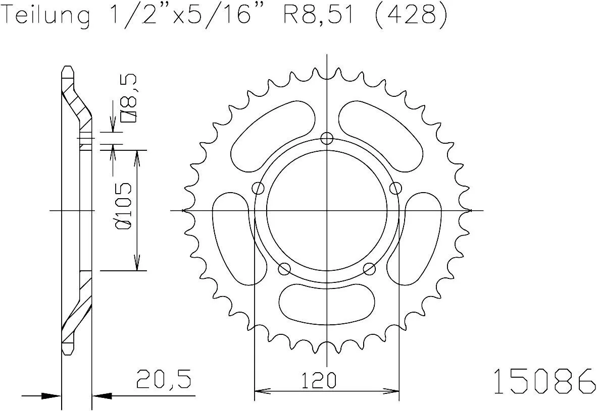 Esjot Sprocket Rear Steel 55T - 428