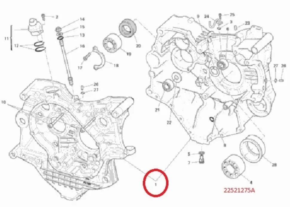 Complete half-crankcases pair