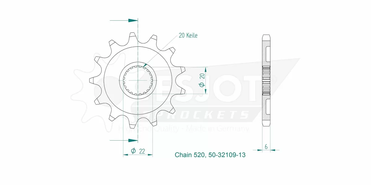 Esjot Sprocket Front LIGHT 13T - 520
