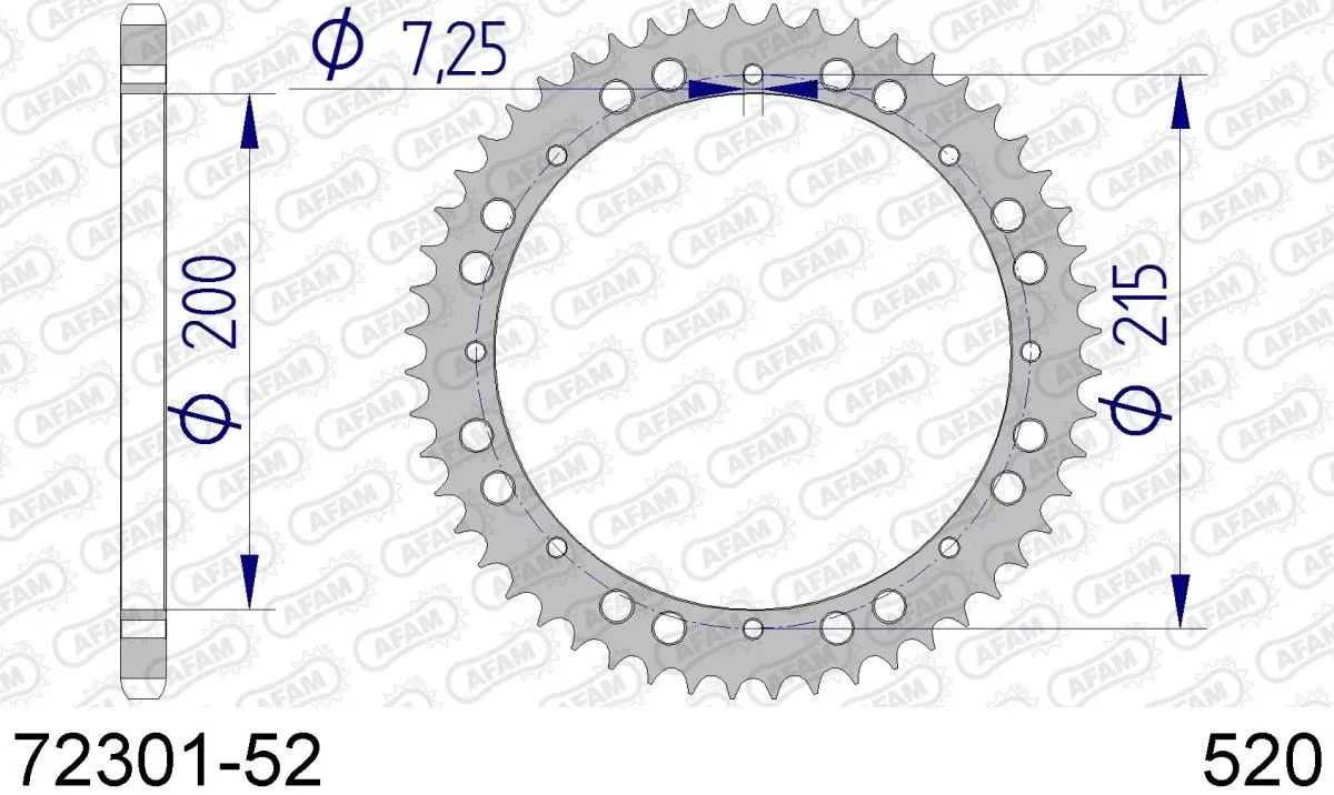 AFAM Sprocket Rear Aluminium 52T - 520