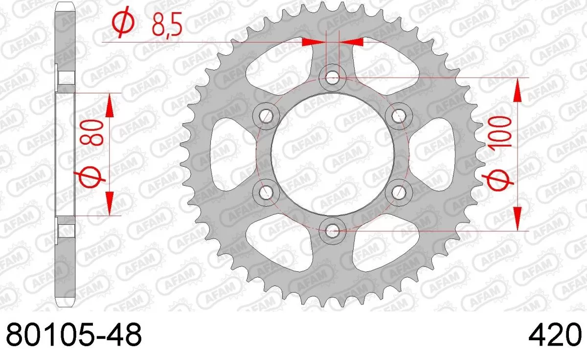 AFAM Sprocket Rear Steel 48T - 420