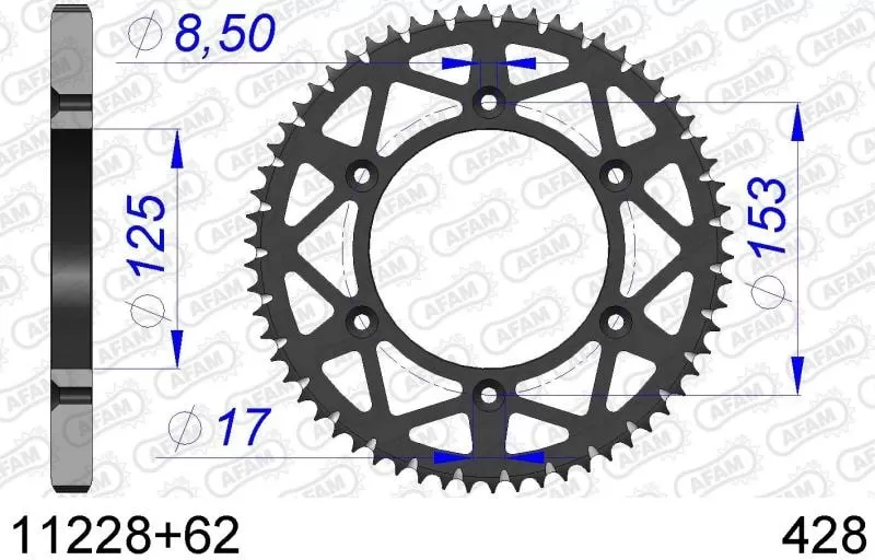 AFAM Sprocket Rear Aluminium 62T - 428
