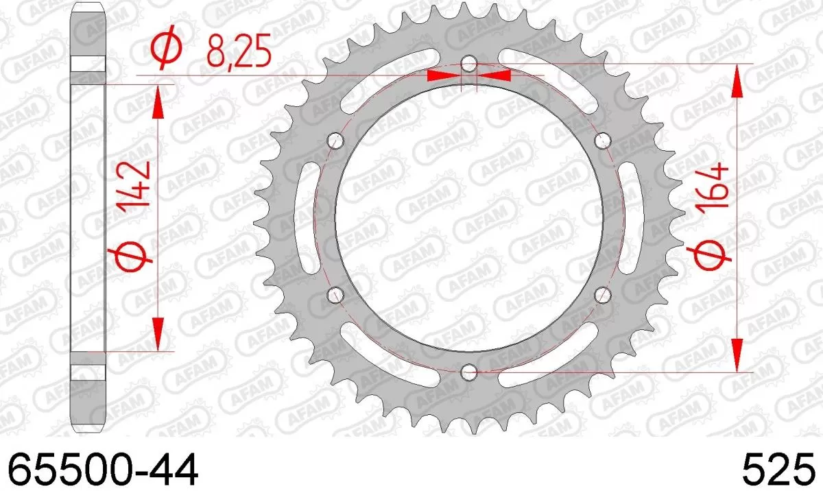 AFAM Sprocket Rear Steel 44T - 525