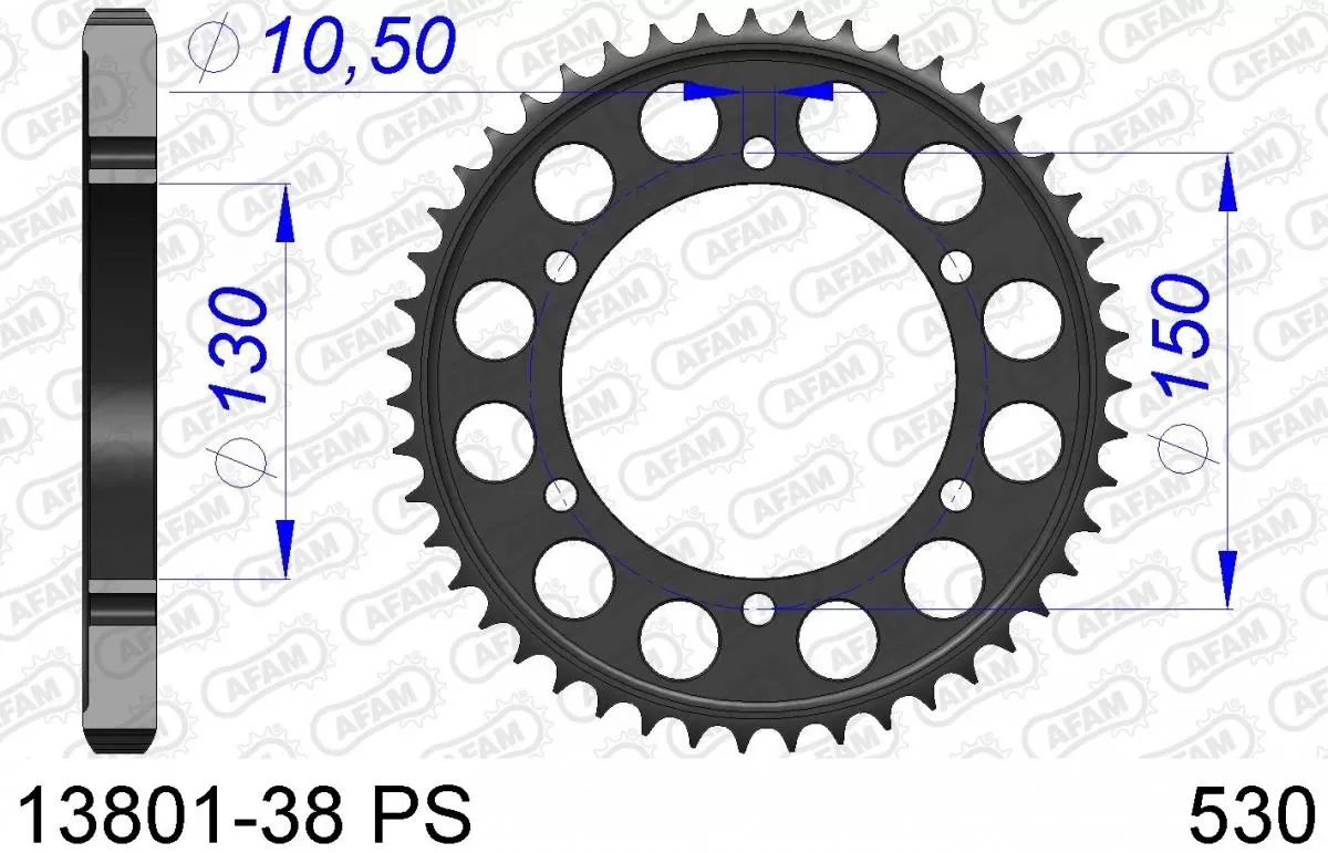 AFAM Sprocket Rear Aluminium 38T PS - 530