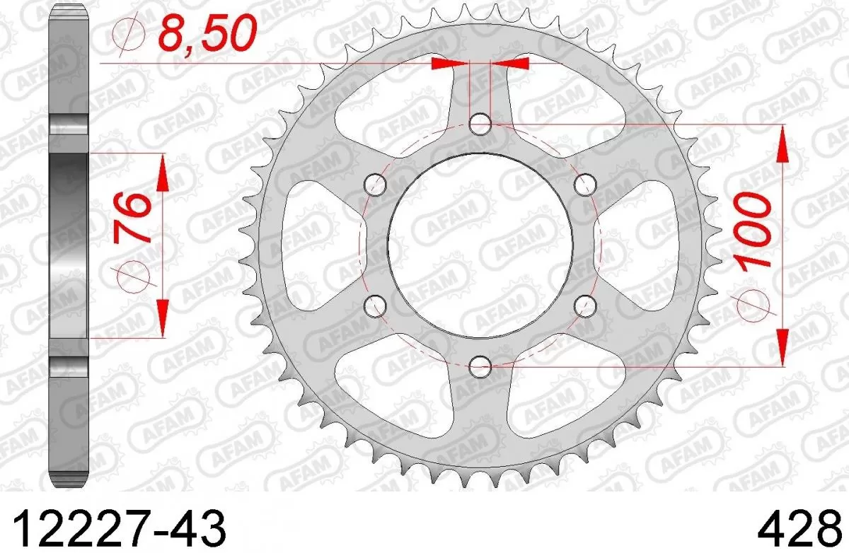 AFAM Sprocket Rear Steel 43T - 428