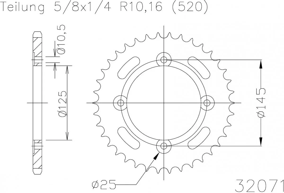 Esjot Sprocket Rear Steel 52T - 520