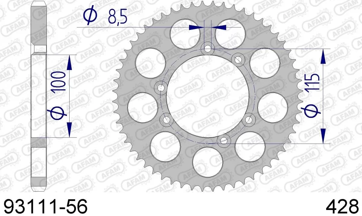 AFAM Sprocket Rear Aluminium 56T - 428