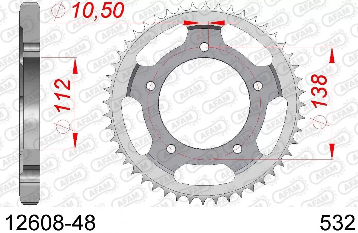 AFAM Sprocket Rear Steel 48T - 532