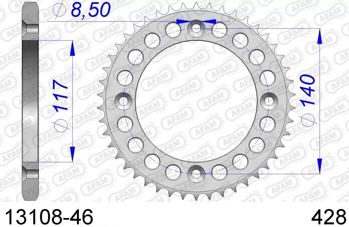 AFAM Sprocket Rear Aluminium 46T - 428