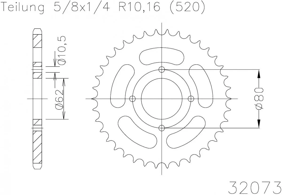 Esjot Sprocket Rear Steel 53T - 520