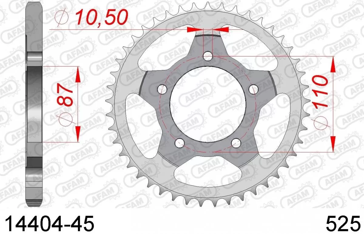 AFAM Sprocket Rear Steel 45T - 525