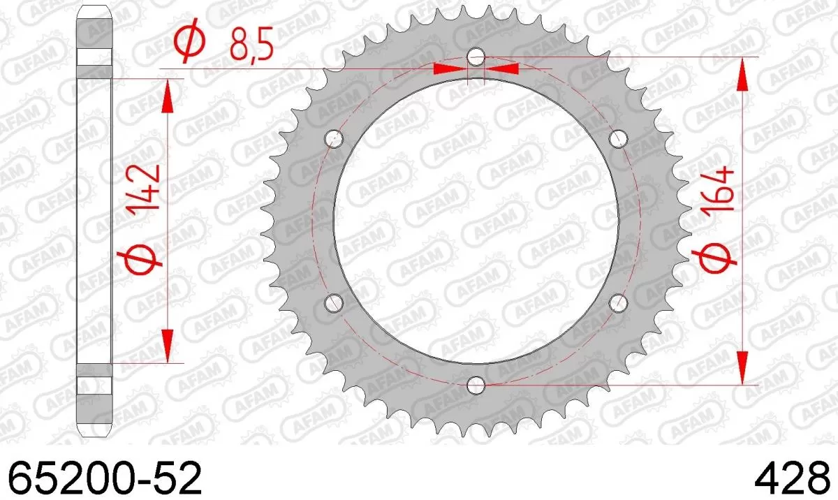 AFAM Sprocket Rear Steel 52T - 428