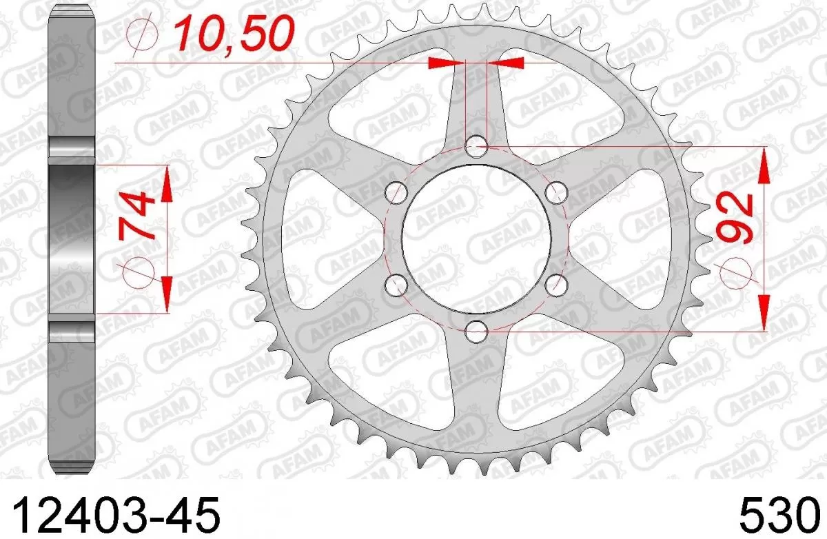 AFAM Sprocket Rear Steel 45T - 530