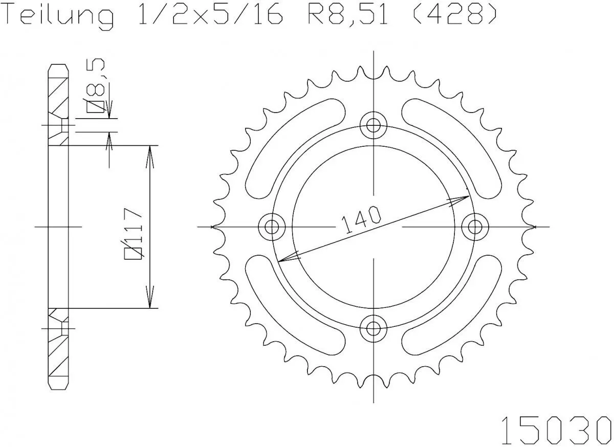 Esjot Sprocket Rear Steel 48T - 428