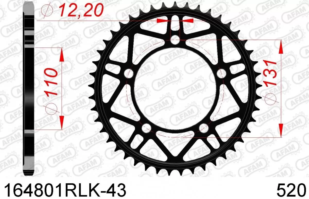 AFAM Sprocket Rear Steel 43T - 520