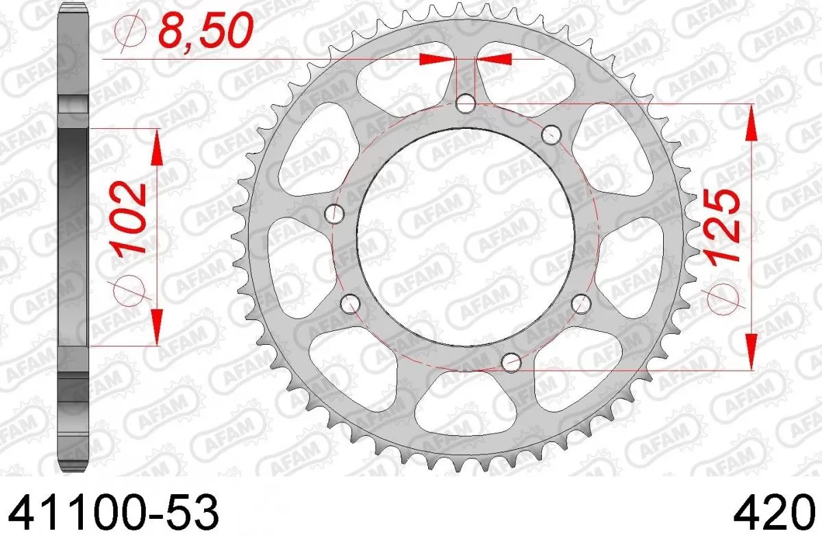 AFAM Sprocket Rear Steel 53T - 420
