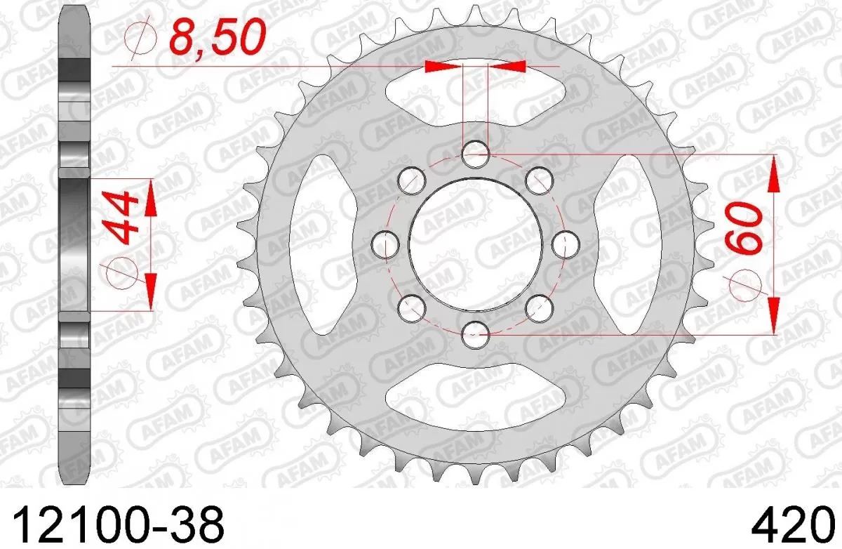 AFAM Sprocket Rear Steel 38T - 420