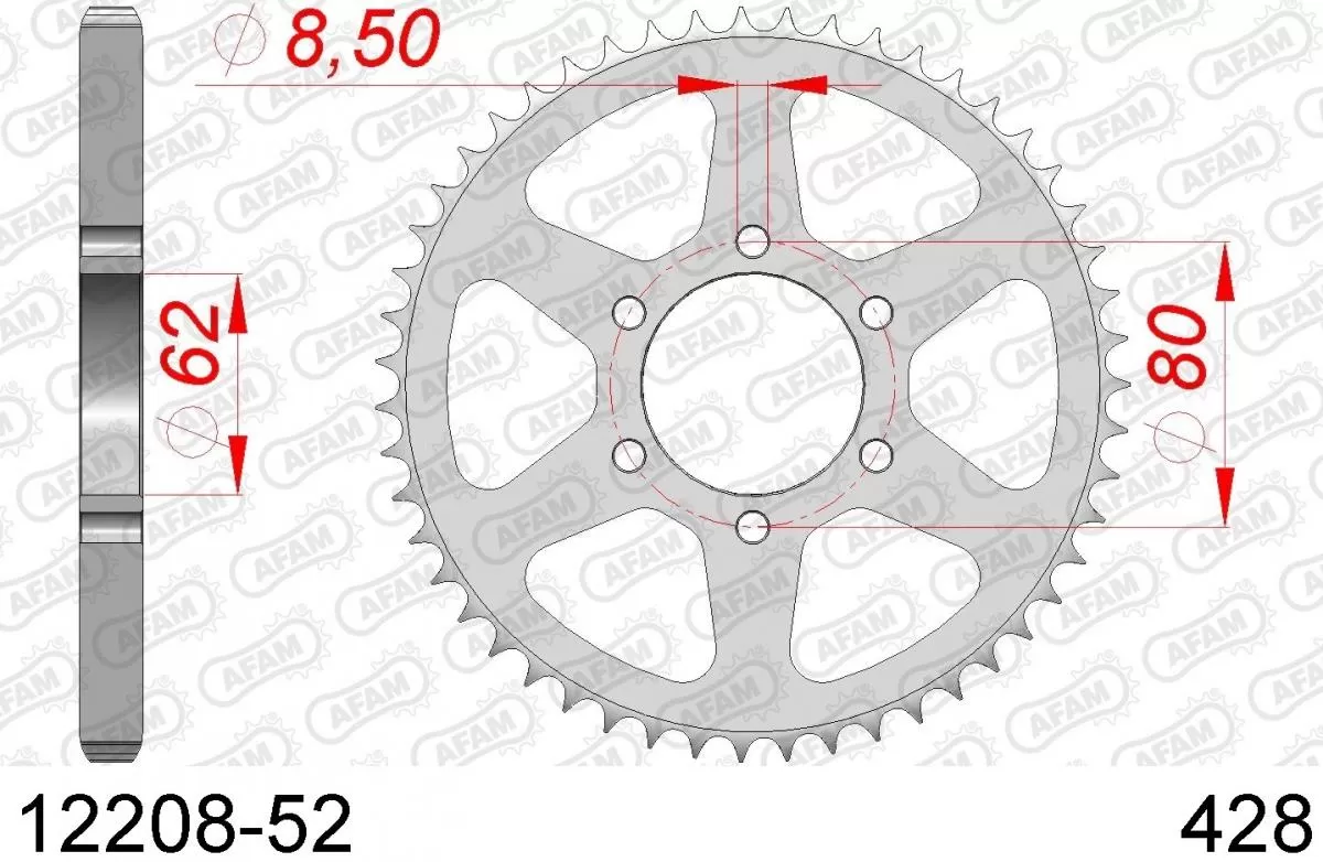 AFAM Sprocket Rear Steel 52T - 428