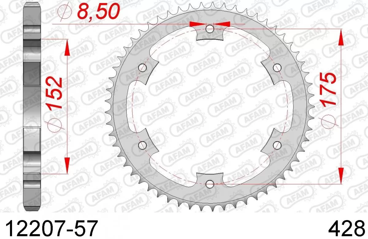 AFAM Sprocket Rear Steel 57T - 428