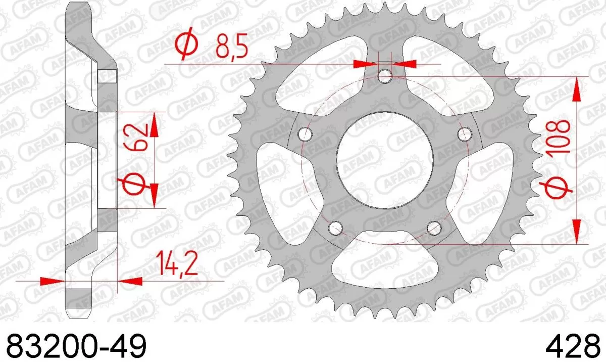 AFAM Sprocket Rear Steel 49T - 428