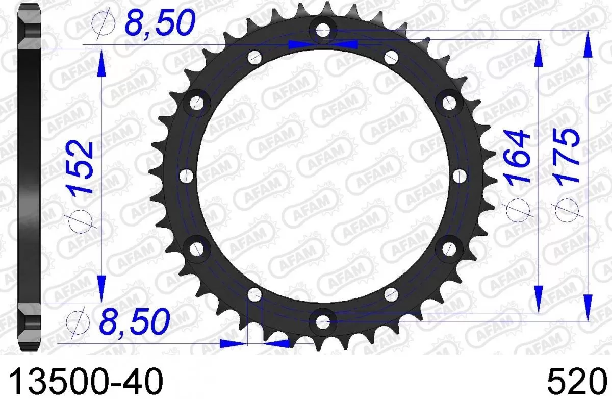 AFAM Sprocket Rear Aluminium 40T - 520